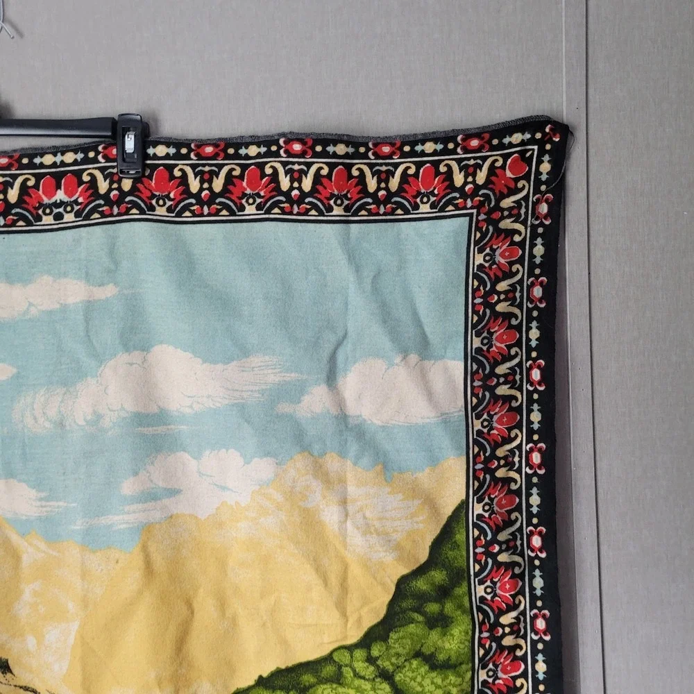 Vintage Tiger in Red Poppies Tapestry Wall Hanging Retro Botanical Wildlife Art